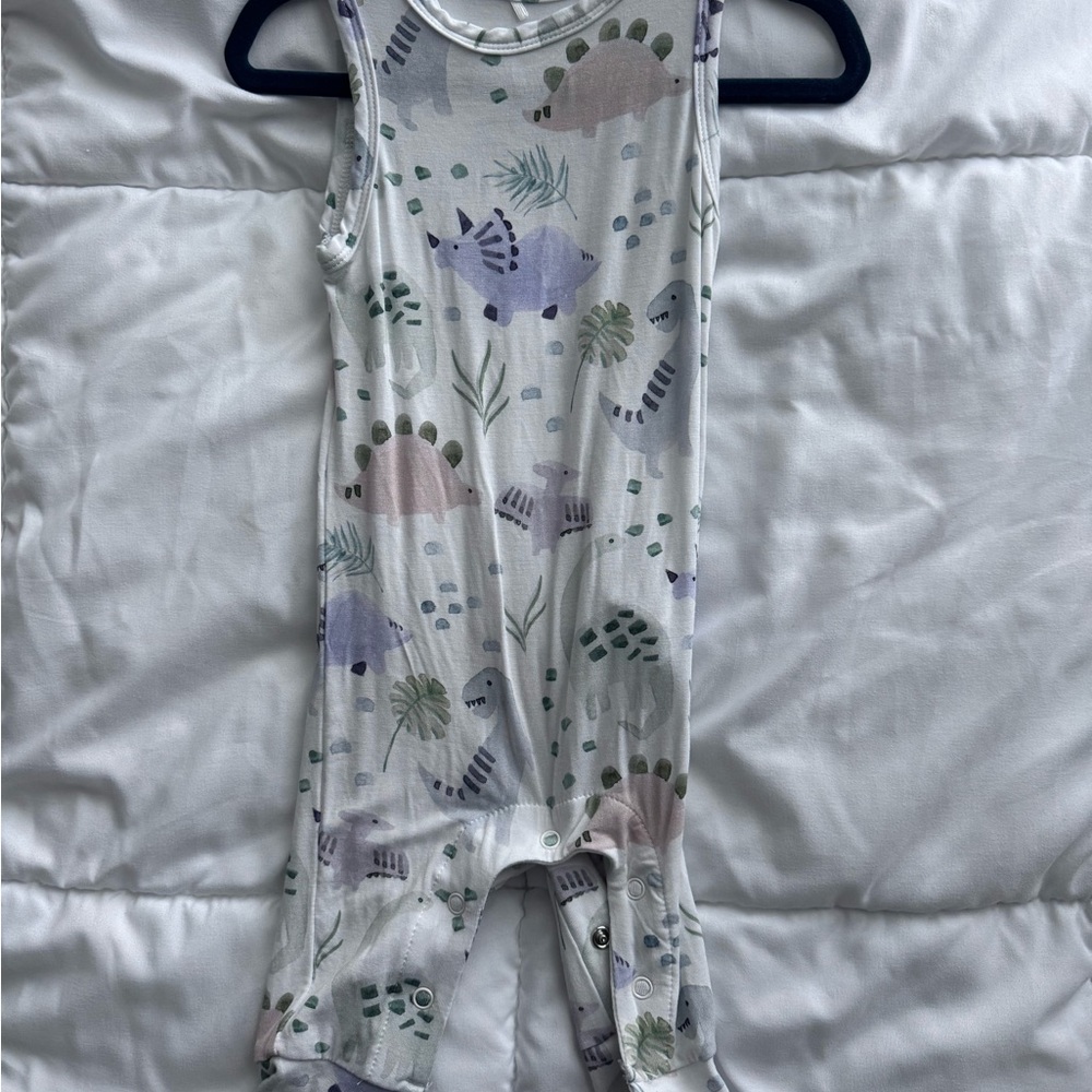 Posh Peanut Dinosaur Print Bodysuit - White, Green, Purple